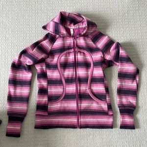 Rare Lululemon Pink Ombré Striped Smoky Rose Scuba Jacket Size 10